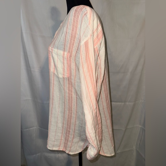 Canyon River Blues, peach and cream stripes. Large - Picture 5 of 6